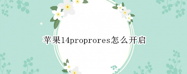 苹果14proprores怎么开启