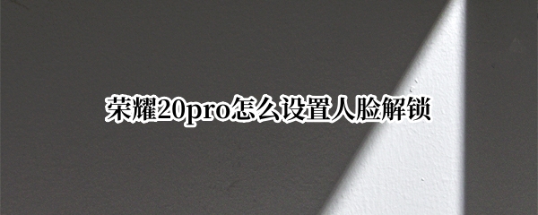 荣耀20pro怎么设置人脸解锁