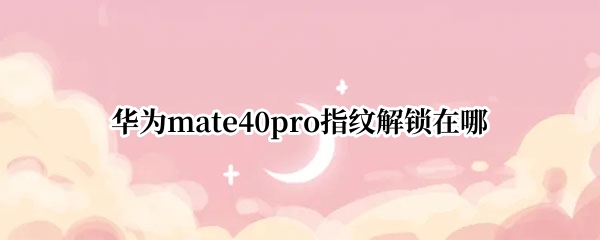 华为mate40pro指纹解锁在哪