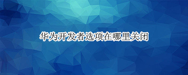 华为开发者选项在哪里关闭